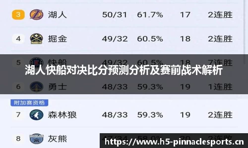 湖人快船对决比分预测分析及赛前战术解析